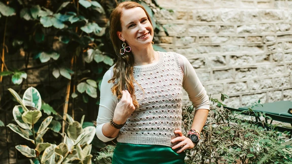 Meriinovillane vest ja põnev auguline muster